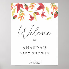 Vallende bladeren herfst welkom baby shower feest poster