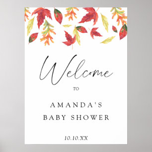 Vallende bladeren herfst welkom baby shower feest poster