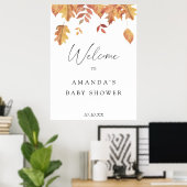 Vallende bladeren herfst welkom baby shower feest poster (Thuiskantoor)