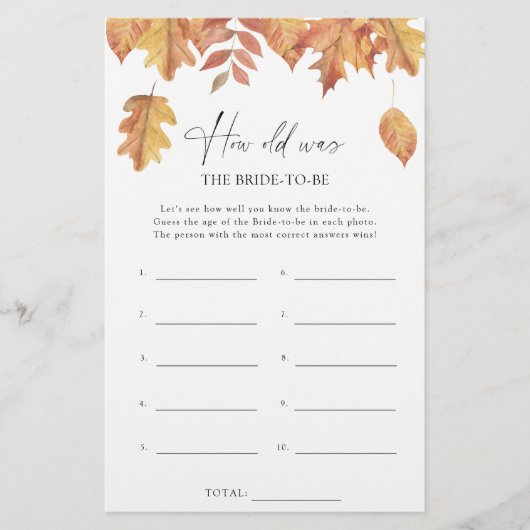 Vallende bladeren - Hoe oud was de bruid om te spe (Voorkant)