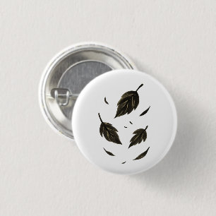 Vallende bladeren – Minimalistische inkt natuur op Ronde Button 3,2 Cm