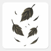 Vallende bladeren – Minimalistische Natuur op inkt Vierkante Sticker (Voorkant)