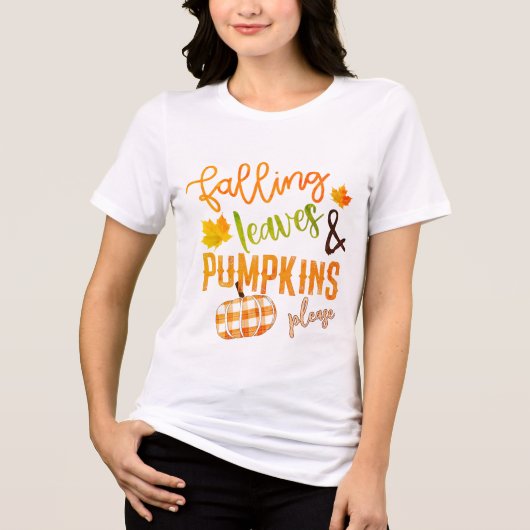 Vallende bladeren & pompoenen Gelieve Thanksgiving Tri-Blend Shirt (Voorkant)