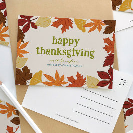 Vallende bladeren Prettig Thanksgiving Briefkaart