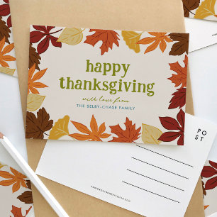 Vallende bladeren Prettig Thanksgiving Briefkaart