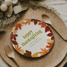 Vallende Bladeren Prettig Thanksgiving Papieren Bordje