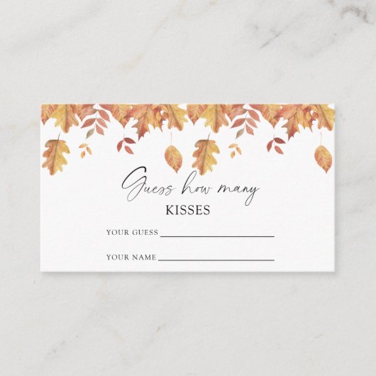 Vallende bladeren - raad hoeveel kussen bruids spe informatiekaartje (Voorkant)