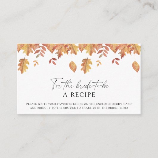 Vallende bladeren - Recept voor de bruid te zijn Informatiekaartje (Voorkant)