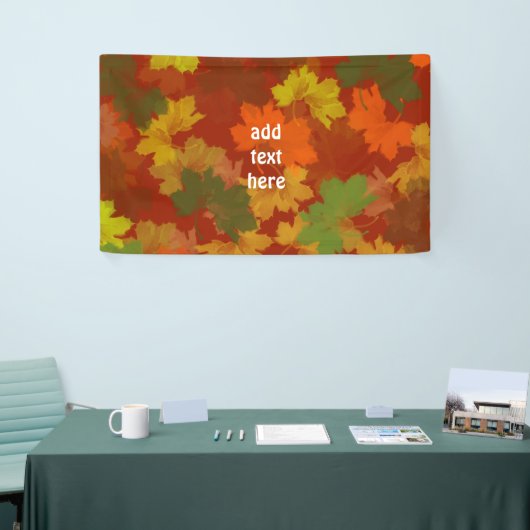 Vallende bladeren - rode achtergrond spandoek (Beurs)