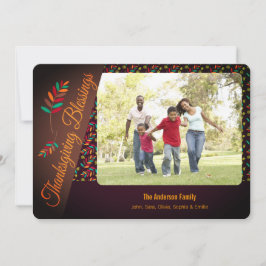 Vallende bladeren, Thanksgiving zegeningen Fotogro Feestdagenkaart