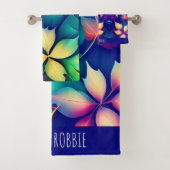 Vallende bladeren Violet Gradient Rainbow Patroon Bad Handdoek (Insitu)