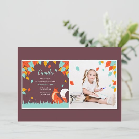 Vallende Bladeren Vos Foto Kaart (Staand voorkant)