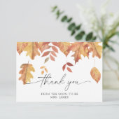 Vallende bladeren vrijgezellenfeest dank u kaart (Staand voorkant)