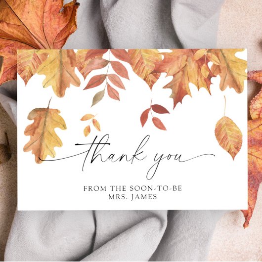 Vallende bladeren vrijgezellenfeest dank u kaart