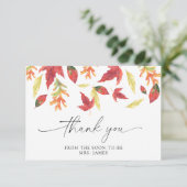 Vallende bladeren vrijgezellenfeest dank u kaart (Staand voorkant)