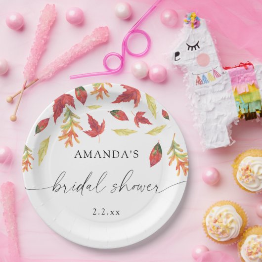 Vallende bladeren vrijgezellenfeest papieren bordje (Feest)