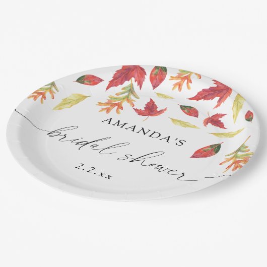 Vallende bladeren vrijgezellenfeest papieren bordje (Gekanteld)