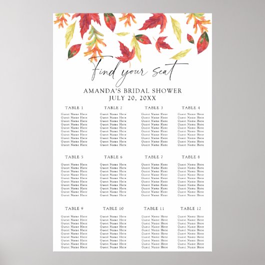 Vallende bladeren vrijgezellenfeest zitgrafiek poster (Voorkant)