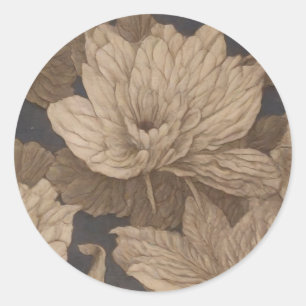 Vallende bloemen afgebeeld op oude muurschildering ronde sticker