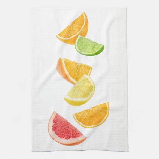Vallende citrusschijfjes theedoek (Verticaal)