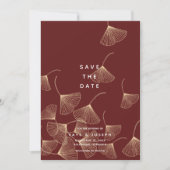 Vallende Ginkgo Bladeren Save the Date Kaart (Voorkant)