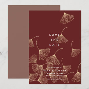 Vallende Ginkgo Bladeren Save the Date Kaart