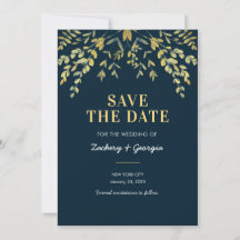 Vallende gouden bladeren Save the date trouwkaarte