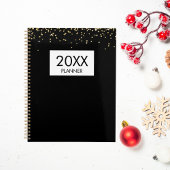 Vallende Gouden Glitter Persoonlijke Zwarte Jaarli Planner