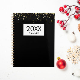 Vallende Gouden Glitter Persoonlijke Zwarte Jaarli Planner