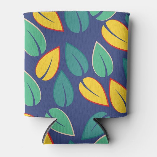 Vallende Groene en Gele bladeren Patroon Blikjeskoeler (Voorkant)