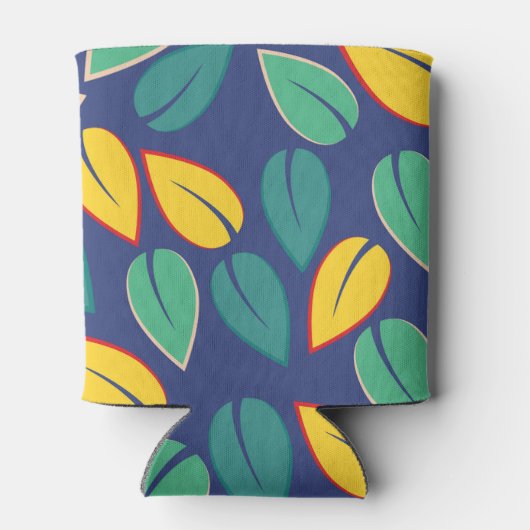 Vallende Groene en Gele bladeren Patroon Blikjeskoeler (Achterkant)