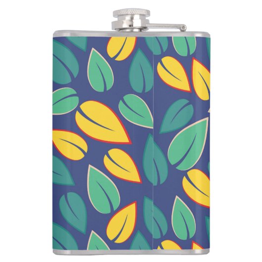 Vallende Groene en Gele bladeren Patroon Heupfles (Achterkant)