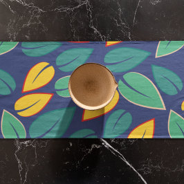 Vallende Groene en Gele bladeren Patroon Korte Tafelloper