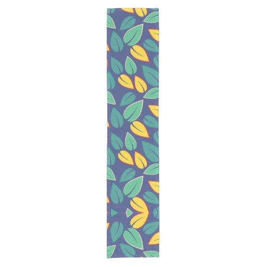 Vallende Groene en Gele bladeren Patroon Korte Tafelloper (Voorkant)