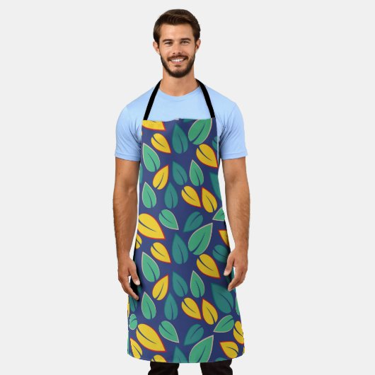 Vallende Groene en Gele bladeren Patroon Schort (Gedragen)