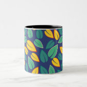 Vallende Groene en Gele bladeren Patroon Tweekleurige Koffiemok (Center)