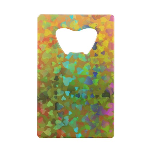 Vallende harten oranje creditkaart flessenopener (Voorkant)