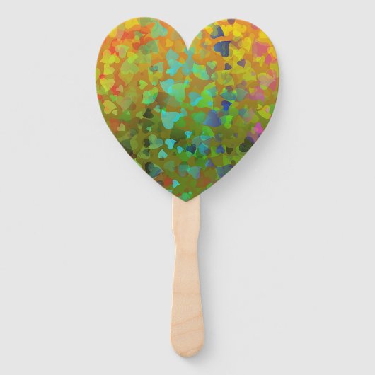 Vallende harten oranje handwaaier (Achterkant)