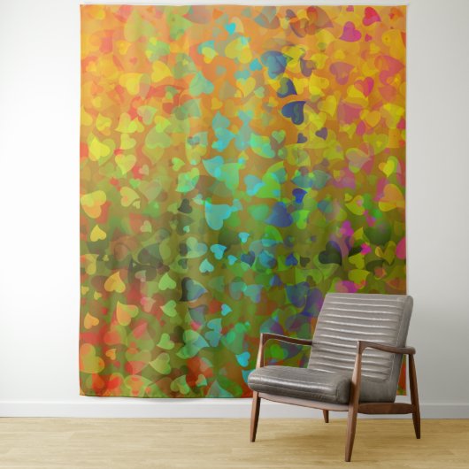 Vallende harten oranje wandkleed (In situ)