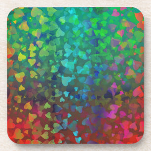 Vallende harten rood en groen bier onderzetter