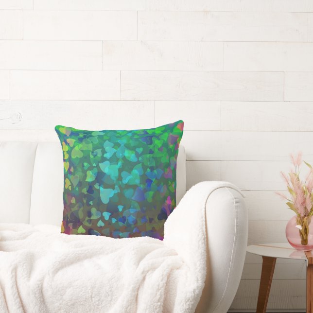 Vallende harten rood en groen kussen (Bank)