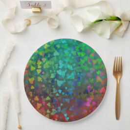 Vallende harten rood en groen papieren bordje