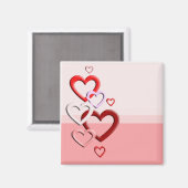 Vallende harten roze achtergrond magneet (Voorkant / Achterkant)