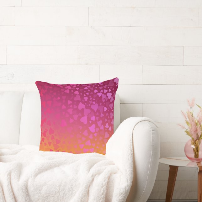 Vallende harten Roze Oranje Kussen (Bank)