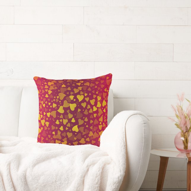 Vallende Hartjes Rood Goud Kussen (Bank)