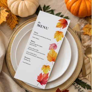 Vallende herfstbladeren herfst bruiloft diner menu