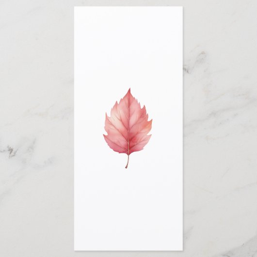 Vallende herfstbladeren herfst bruiloft diner menu (Achterkant)