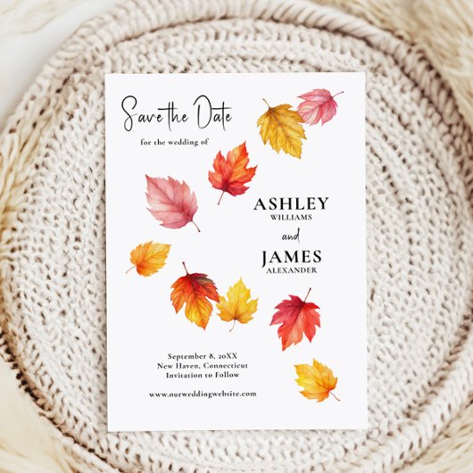 Vallende herfstbladeren, herfstbruiloft Bewaar de  Kaart