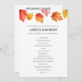 Vallende herfstbladeren herfstbruiloft programmakaart (Voorkant / Achterkant)