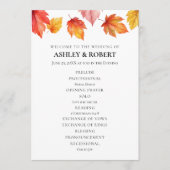 Vallende herfstbladeren herfstbruiloft programmakaart (Voorkant)